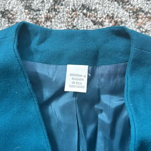 Vintage Michelle Stewart Wool Blazer & Skirt Set Turquoise 14 Blue
