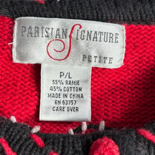 Vintage Christmas Cardigan Knit Sweater Red Green Applique Hearts Petite Large Size undefined