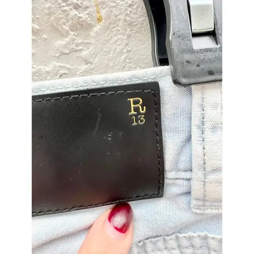 R 13 High Rise Copped Wide Leg Jeans Light Denim Cloudly Blue Women's Size 27