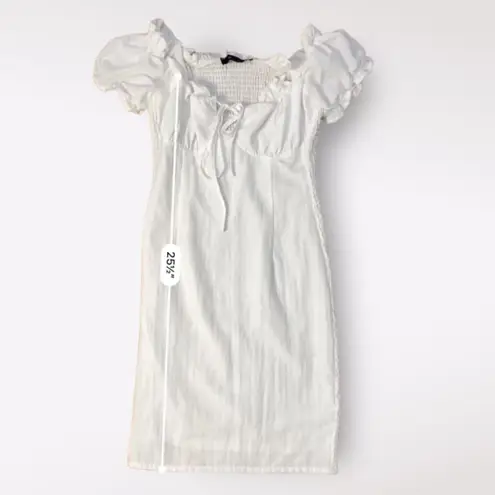 Anna Grace White Puff Sleeve Mini Dress Size S