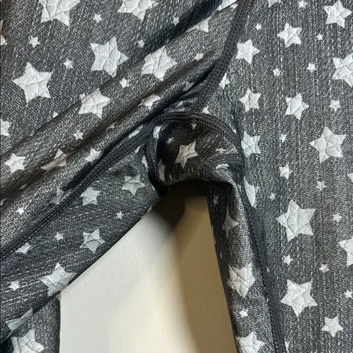 Terez Leggings Womens Gray White Star Print High Waisted Full Length Size Large