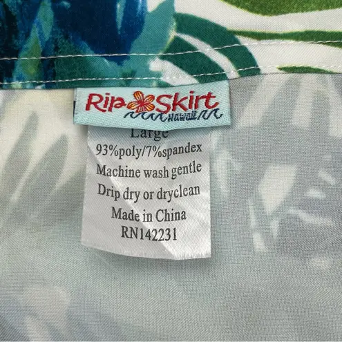 RipSkirt Hawaii Tropical Floral Blue Green Skirt Hook & Loop Closure Large
