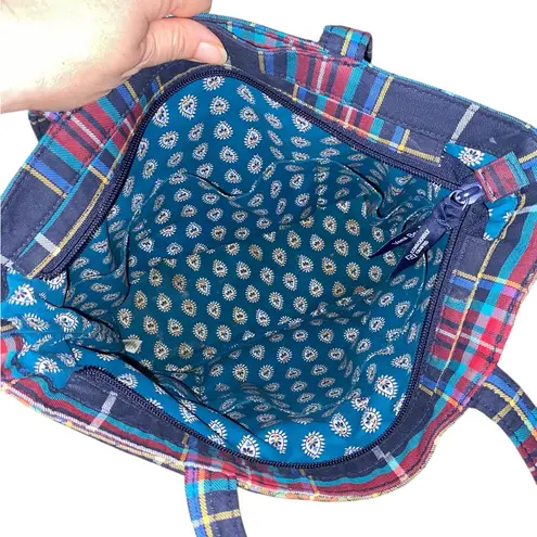 Vera Bradley  Velvet Scottie Dog Blue Red Quilt Plaid Tote Christmas Bag Holiday