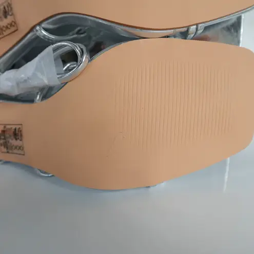 Azalea Wang Kaylin Silver Faux Vegan Leather Strappy Ankle Wrap Stiletto Heels Size 10