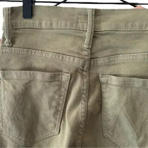 Mother The Smokin' Double Ankle Jeans Sage Green 24 High Rise