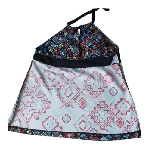 Mossimo Women Red Multicolor Printed Tankini Top Size S Halter Swimwear Beach Blue