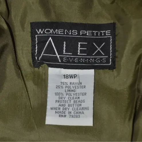 Alex Evenings ALEX Evening Formal Dress Jacket Green Iridescent Bead 18WP Mother of the Bride