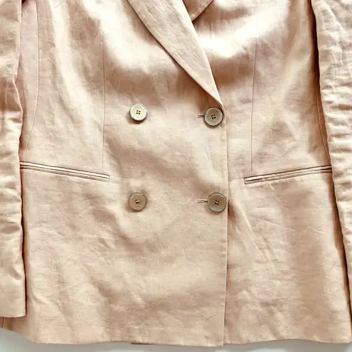 Giorgio Armani Ladies Linen Double Breasted IT 48 US 12 Blazer Blush Pink