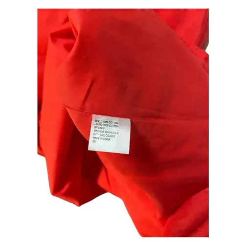 New Cremieux Dress Womens 4 Midi Smocked Back Ruffle Shoulder Summer Red Coastal