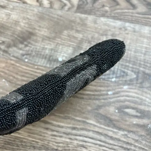 Art Deco French Embroidered Beaded Clutch Bag Minaudière c1930 Black