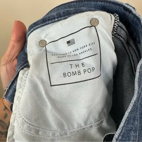 AYR The Bomb Pop Jeans Womens 26S Blue Denim Mid Rise Straight Leg Frayed Hem