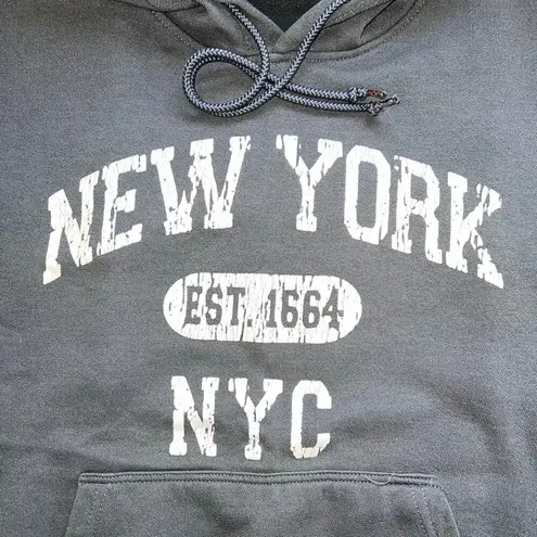 Womens New York NYC Hoodie Pullover Hooded Sweatshirt Oversized Sporty Gray