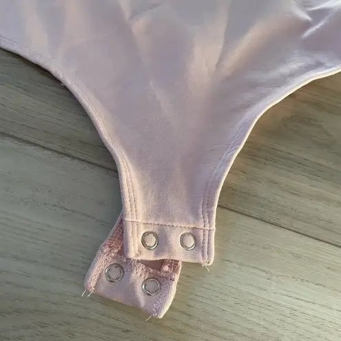 Cotton Express NWT Express Light Pink Body Contour Square Neck Short Sleeve Bodysuit Size XL