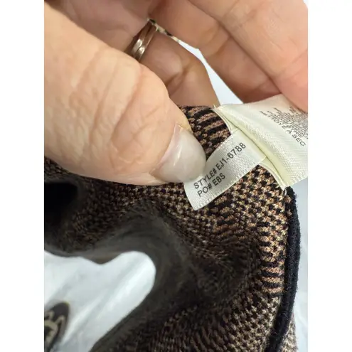 Eliza J Colorblock Leopard Print Sweater Dress Black Tan Midi Knit Size S