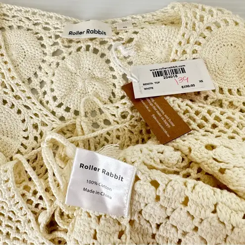 Roller Rabbit NWT Benita Crochet Cardigan Top, XS