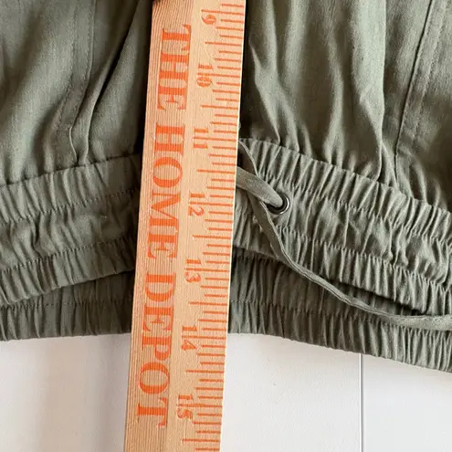 Theory  Cortland Caliver Olive Green Linen Blend Drawstring Waist Pants Women's L - Image 5