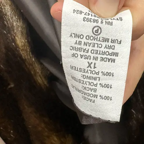 Pamela McCoy Faux Fur Light Dark Brown Color Snap Button Closure Jacket size 1X