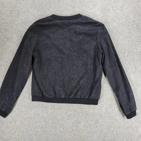 Olivia Moon Jacket Womens Medium Black Paisley Damask Lace Zip Up Lined