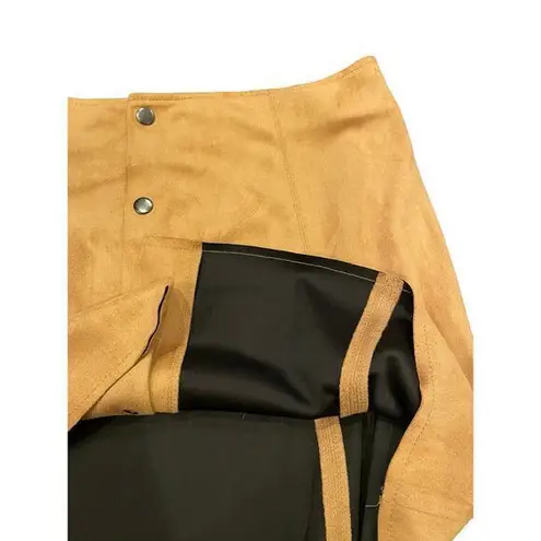 Fashion Union Faux Suede Fall Mini Skirt Button Down A Line Western Brown Camel