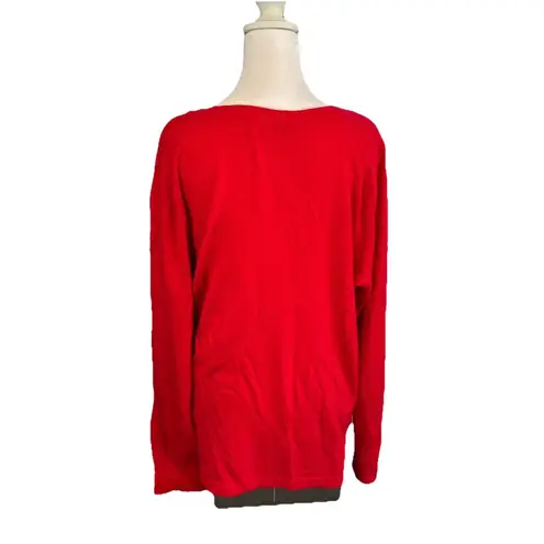 Croft & Barrow  Sweater XXL Red The Extra Soft V Neck Long Sleeve Womens NWT