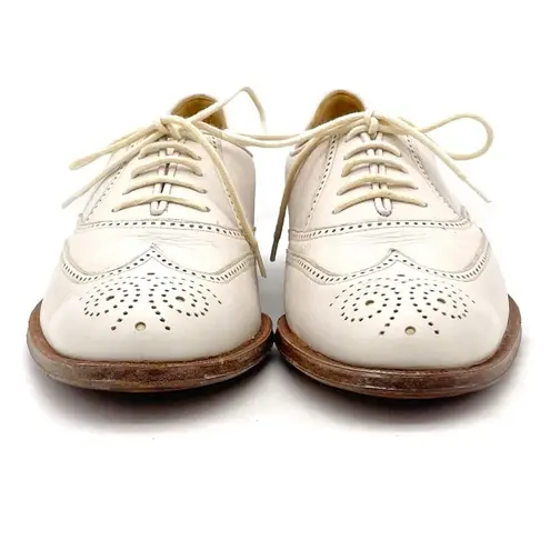 Gravati Garys Ivory White Leather Wingtip Oxford Shoes Size 7.5 Italian Brogues