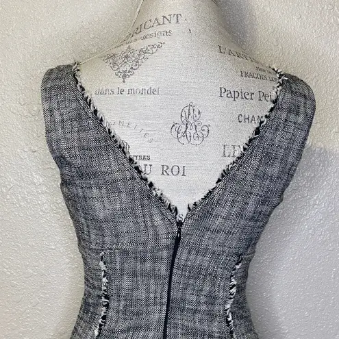 Rachel Roy Collection Raw Edge MIDI Tweed Dress Black White Size 0