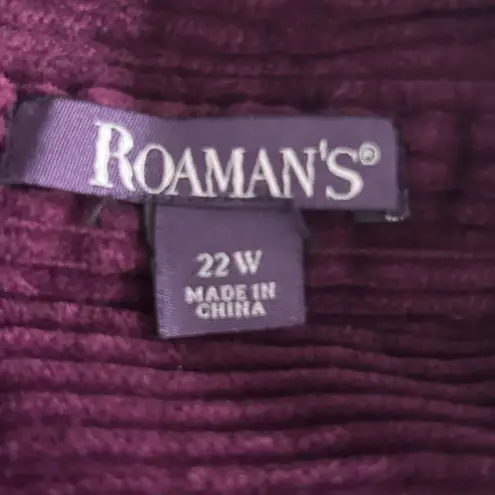 Roamans Corduroy Button Up Shirt Wine 22W Purple