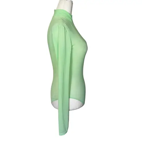 David Koma Long Sleeve Mesh Bodysuit in Mint UK 10 New Womens Long Sleeve Top Green Size 6
