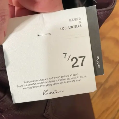 KanCan Yoko Faux Leather Mid Rise Bootcut Pants Burgundy Wine size 27 NWT‎ Purple