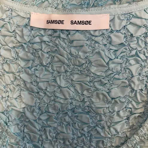 Samsøe Samsøe Sophia Dress Scrunchy Cotton Mini Dress xxs Blue Size XS