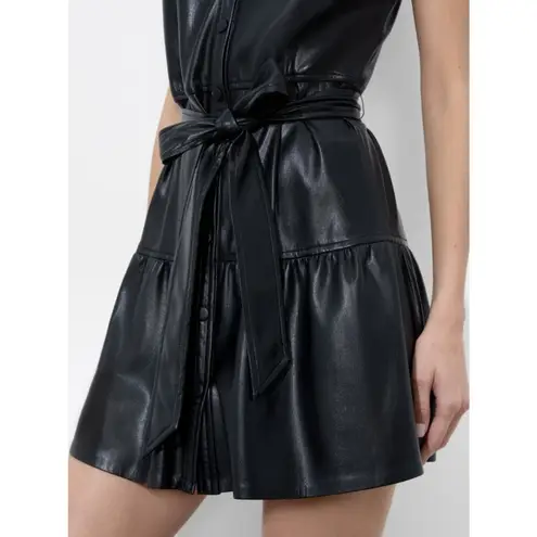 Alice + Olivia NWT Miranda Faux Leather Tie‑Waist Minidress Size 8