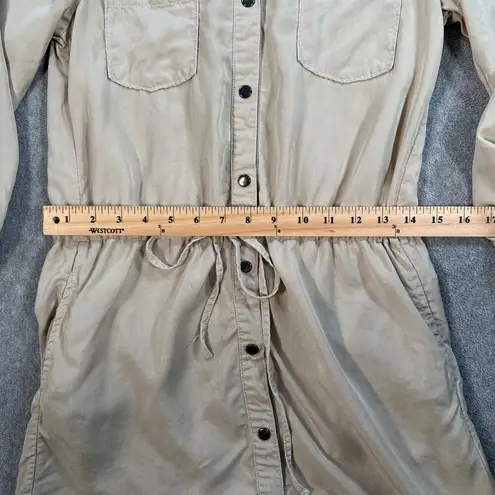 Dear John Shirt Dress Women's X-Small Beige Long Sleeve Collared Mini Utility