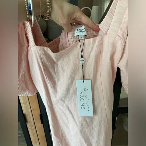 Petal and Pup NEW Sndys tuscany mini dress peachy baby pink puff sleeves cotton