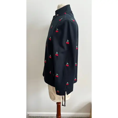 St John Sport Vintage Full Zip Embroidered Cherry Jacket Petite Small Black Size undefined