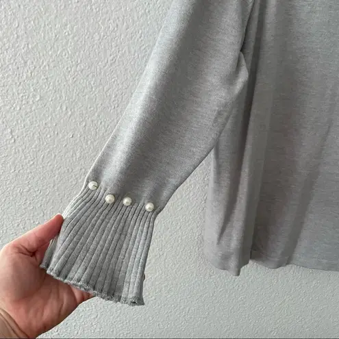 Lightweight Grey Sweater Top Pearl Detail Women's size large