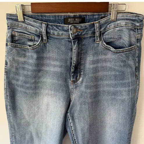 Judy Blue Womens Wide Leg Crop Raw Frayed Hem High Waist Jeans 15/32