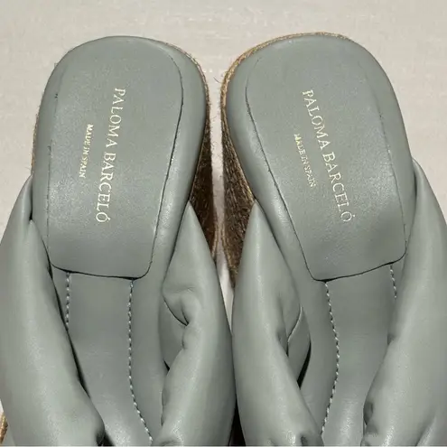 Paloma Barcelo NWOB 39 Tess Slip On Espadrille Platform Wedge Sandals Leather Green Size 8.5