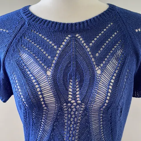 Fever Royal Blue Knit Short Sleeved Top sz M Size M
