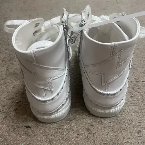 Zadig & Voltaire Leather High-Top Platform Lightning Blot Zipper Studded Sneaker