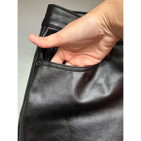 Women's Black Vegan Leather Pleather Pants Size 18 High Rise Boot Cut