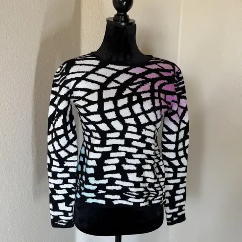 Giorgio Armani Armani Collezioni Made In Italy Wool Knit Sweater Y2K Luxury Abstract Size S(8)