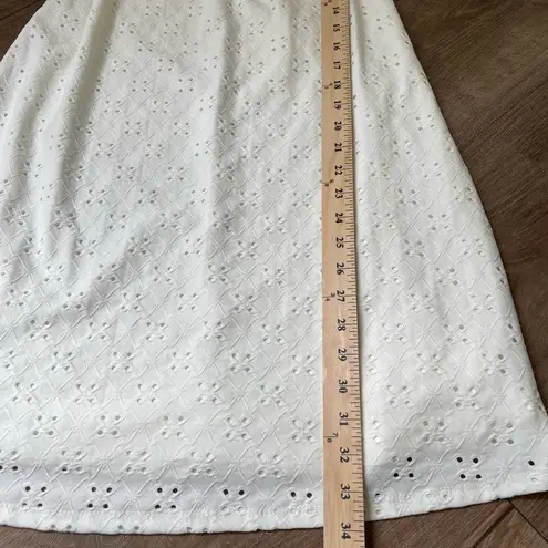 French Atmosphere White Knit Eyelit Dress Short Length Sleeveless Y2K ~ Size S