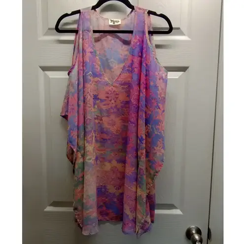 Show Me Your Mumu  Size Large Colorful Floral Peta Boo Tunic Malibu Love Inns Top