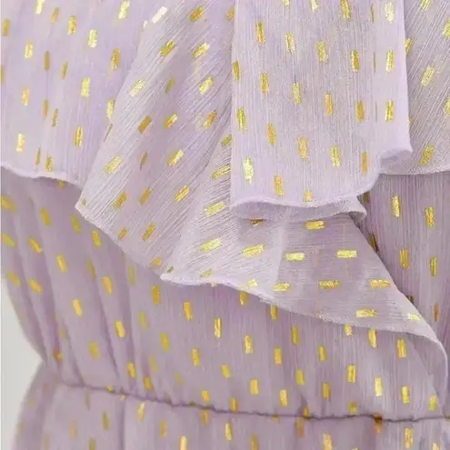 NWT!geometric ruffle trim cold shoulder pocket wrap dress size 14–16 or 1X Purple