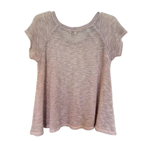 Eri +'Ali Anthropologie Maida Mesh Tee Women's Small Pale Pink Boho Hippie Y2K