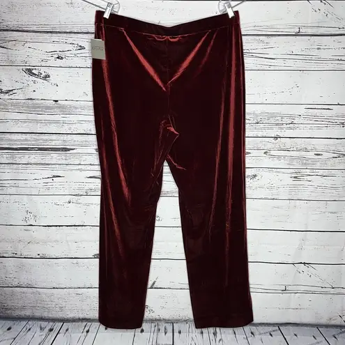 Kasper  NWT Size XL Pepperberry Red Elastic Waist Wide Leg Pull On Velvet Pants