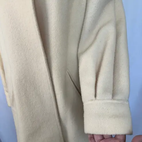 Vintage Michelle Stuart Wool Coat Puff Sleeve Button Front Jacket Cream‎ Mediun Size M