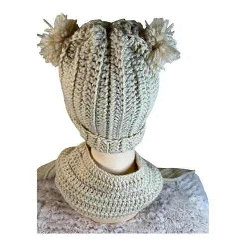 Handmade Bright Beige/ cream Crochet Hat & Scarf Set – Cozy & Stylish adult size