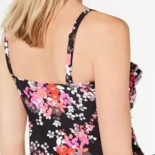 Island Escape Ditzy Daze Pink Floral Tankini Top Small Black Size 4