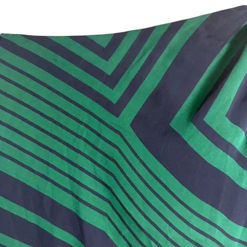 Stella McCartney Navy Green Striped One Shoulder Silk Shift Mini Dress Medium